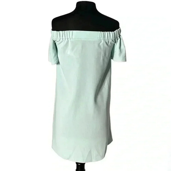 Topshop Off The Shoulder Mint Midi Flutter Sleeve Dress NWT Size 4 - Picture 4 of 7